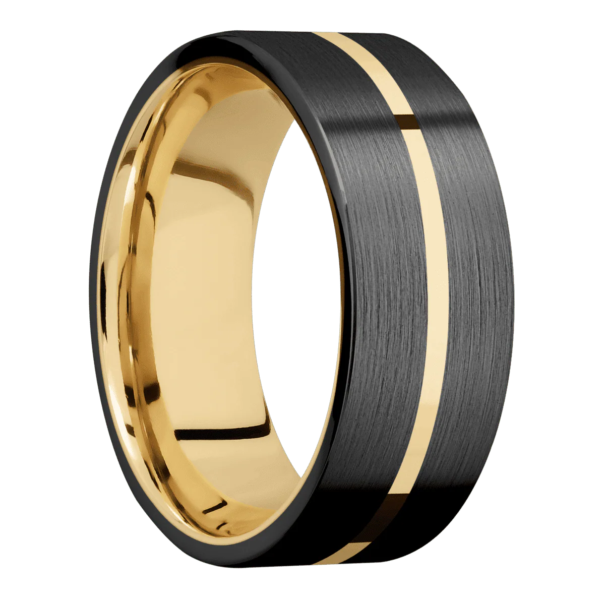 Zirconium + Satin Finish + 10K Yellow Gold