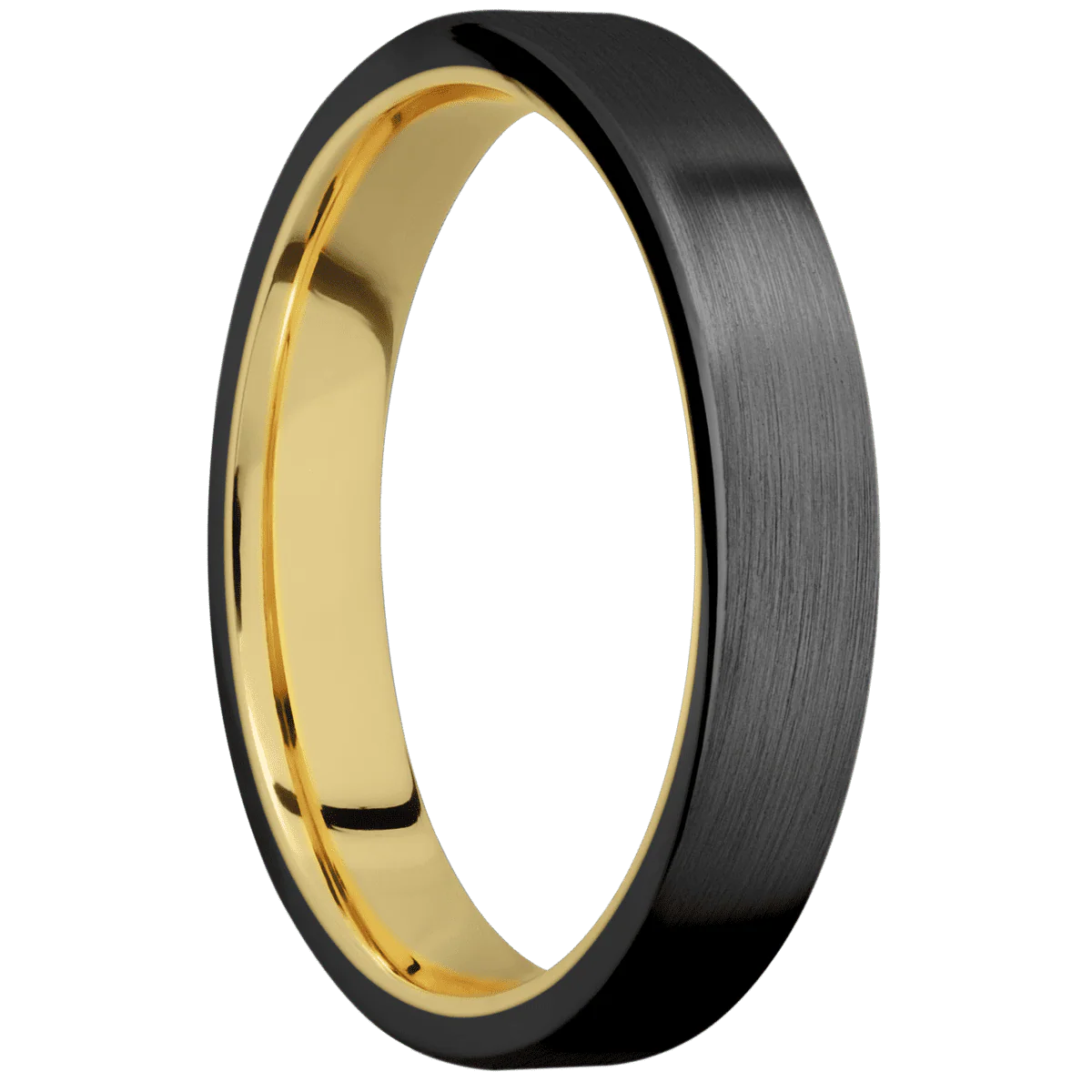 Zirconium + Satin Finish + 14K Yellow Gold