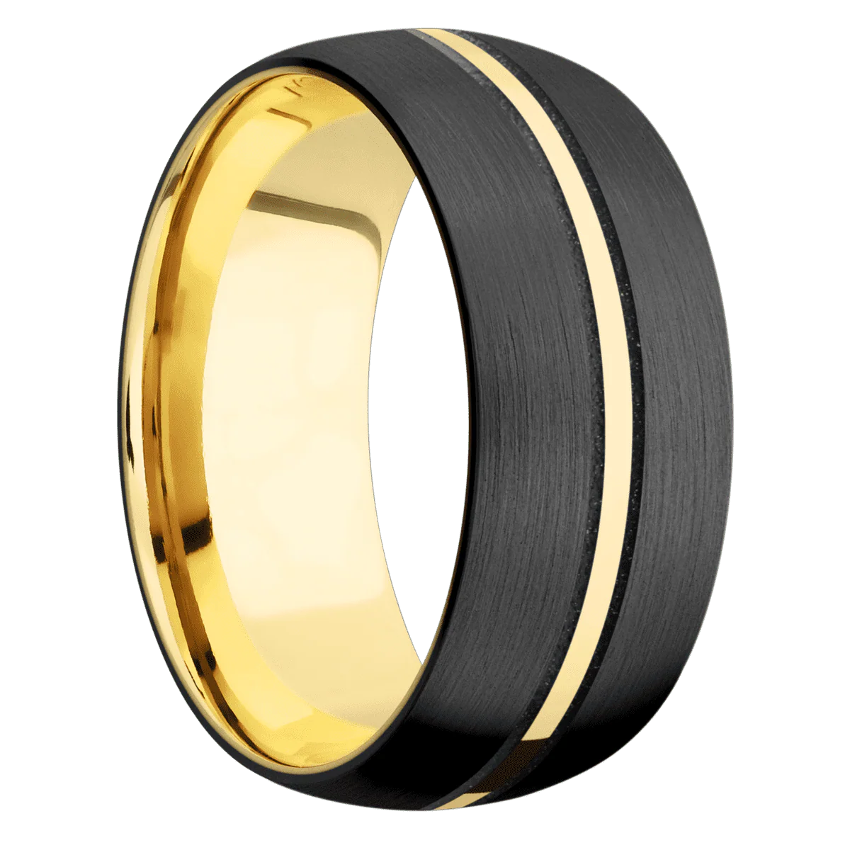 Zirconium + Satin Finish + 14K Yellow Gold