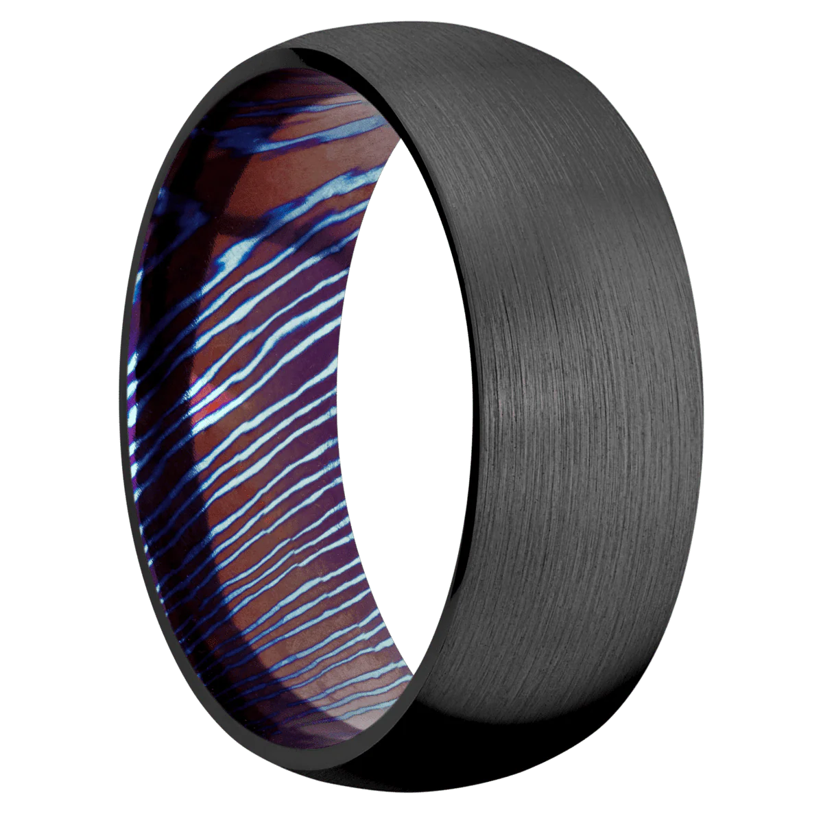 Zirconium + Satin Finish + Titanium Damascus
