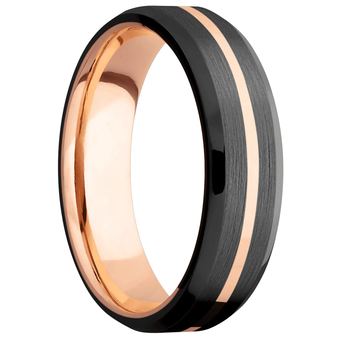 Zirconium + Satin , Polish Finish + 10K Rose Gold
