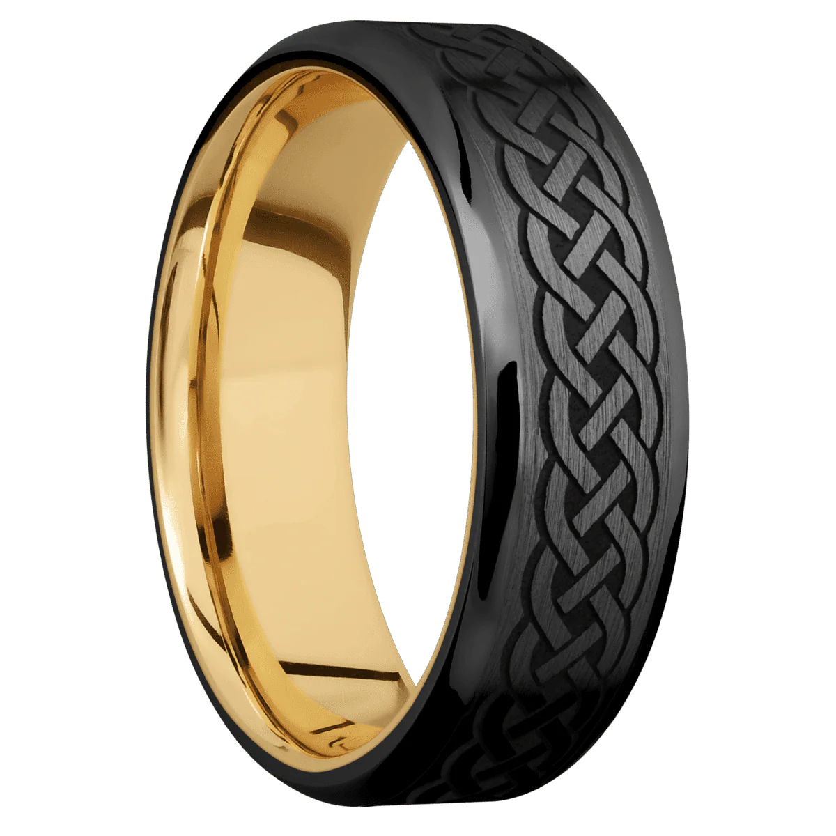 Zirconium + Satin , Polish Finish + 10K Yellow Gold