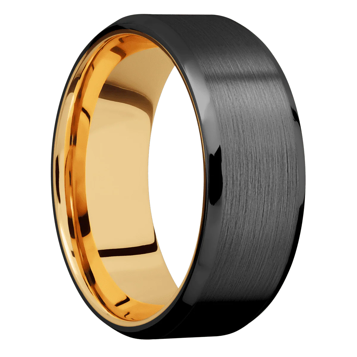 Zirconium + Satin , Polish Finish + 10K Yellow Gold