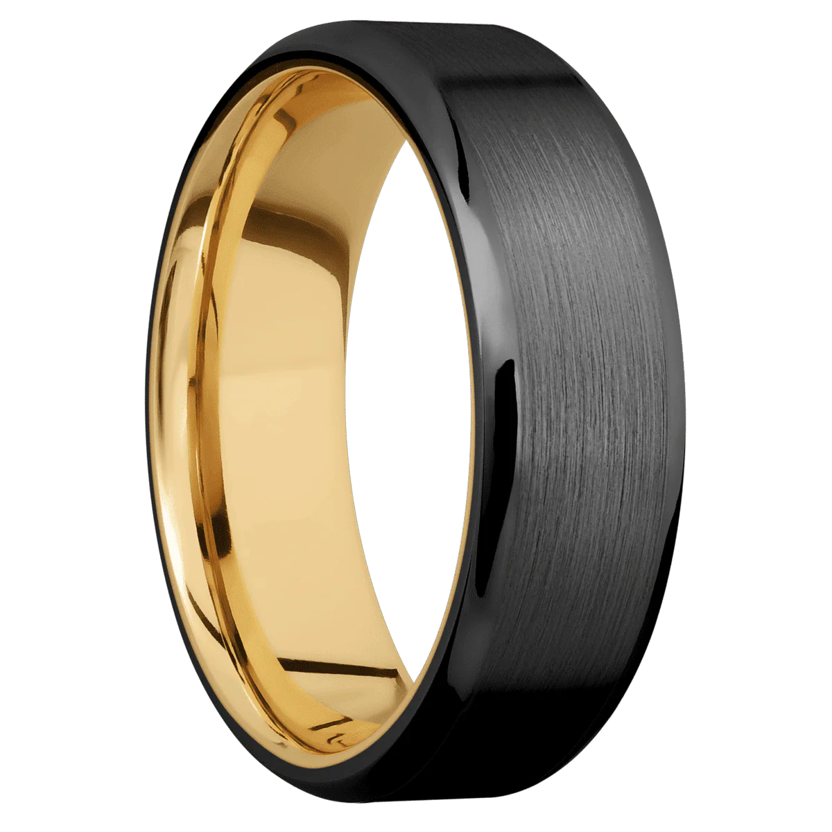 Zirconium + Satin , Polish Finish + 10K Yellow Gold