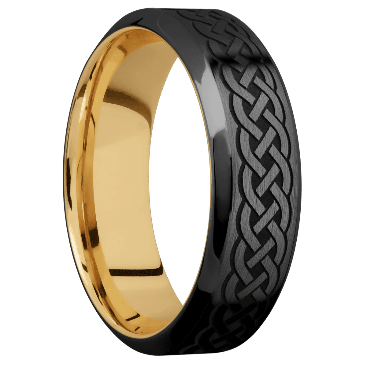 Zirconium + Satin , Polish Finish + 10K Yellow Gold