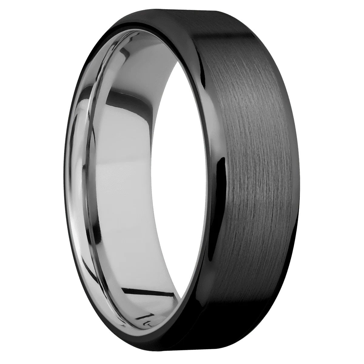 Zirconium + Satin , Polish Finish + 14K White Gold