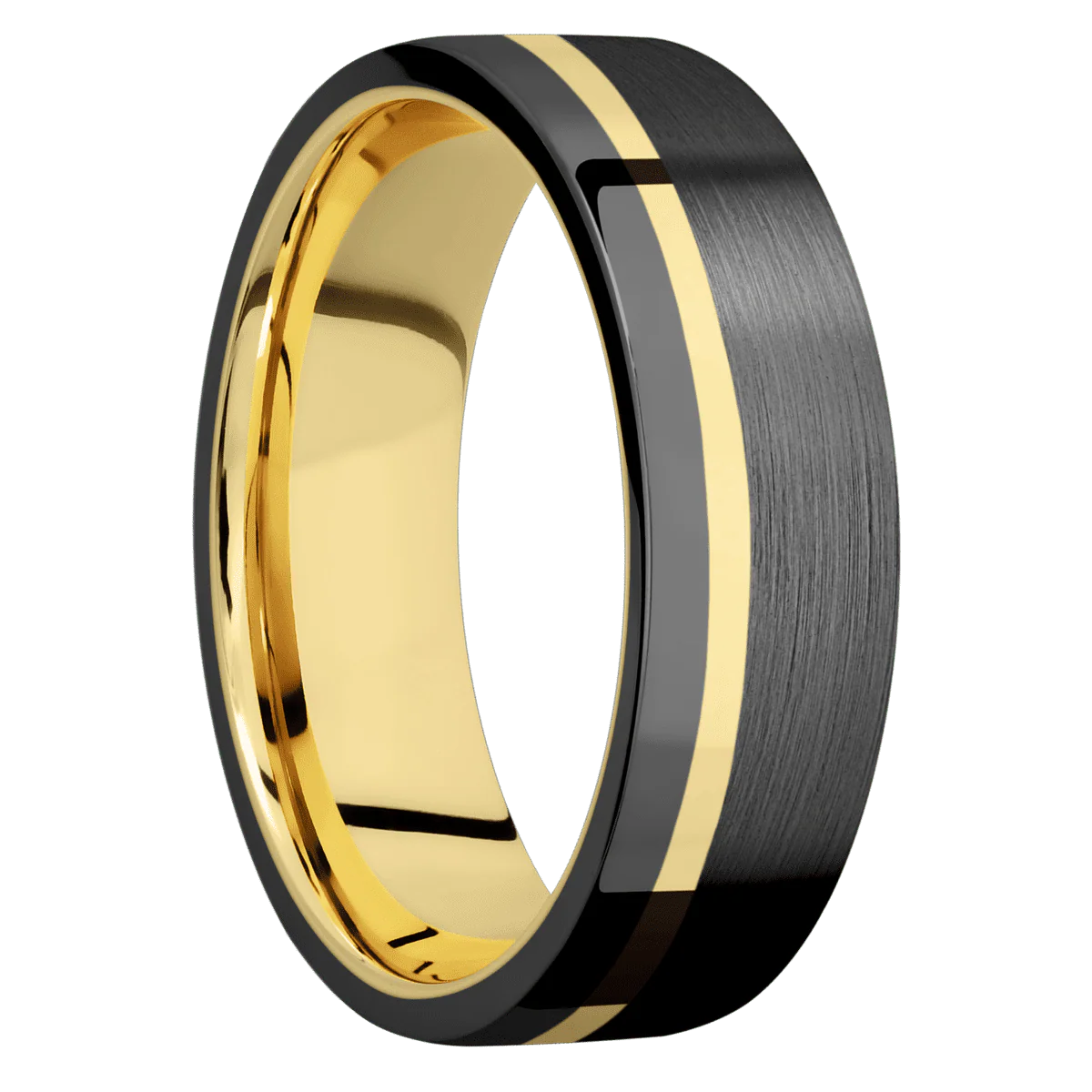 Zirconium + Satin , Polish Finish + 14K Yellow Gold