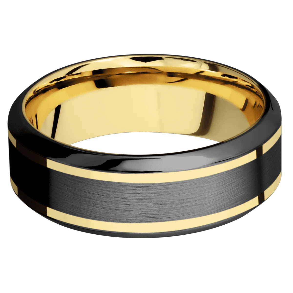 Zirconium + Satin , Polish Finish + 14K Yellow Gold - Image 3