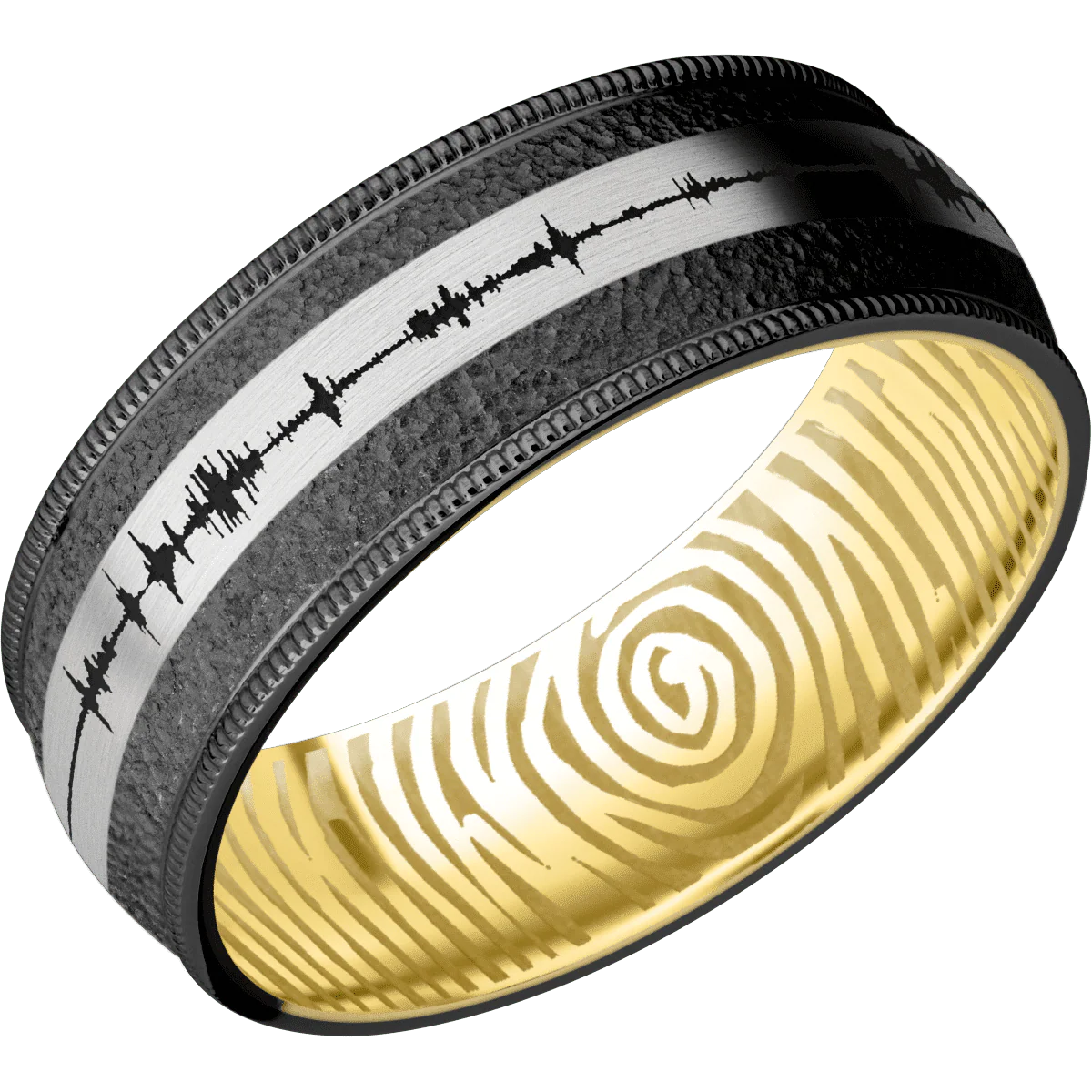 Zirconium + Stipple Finish + 10K Yellow Gold - Image 2