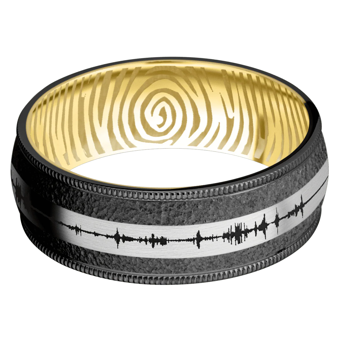 Zirconium + Stipple Finish + 10K Yellow Gold - Image 3